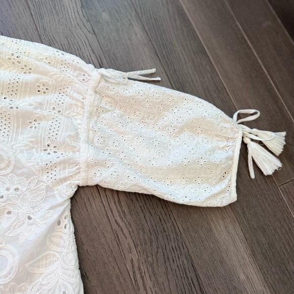 Anthropologie Maeve Cotton Lace Open Cardigan Tie Front Tassel - Picture 9 of 12